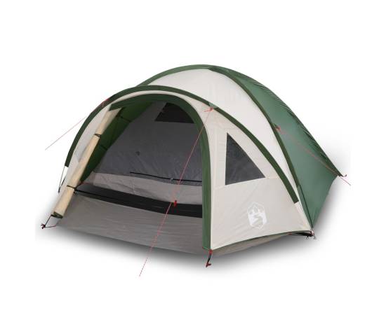Cort de camping 4 persoane, verde, 300x250x132 cm, tafta 185t, 2 image