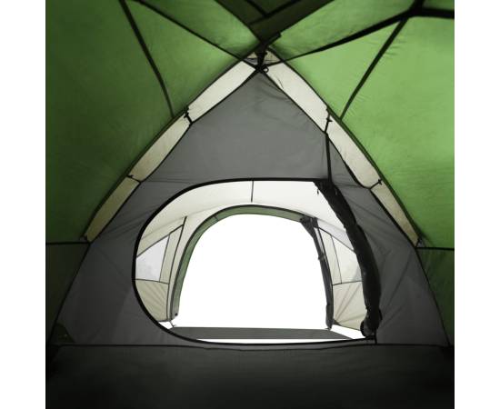 Cort de camping 4 persoane, verde, 300x250x132 cm, tafta 185t, 9 image