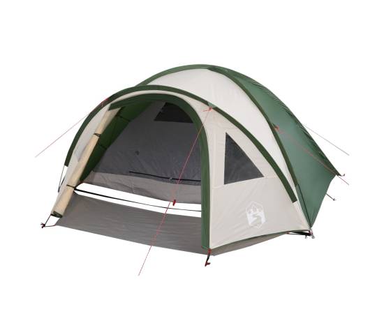 Cort de camping 4 persoane, verde, 300x250x132 cm, tafta 185t, 4 image