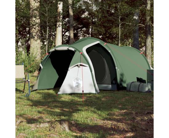 Cort de camping 4 persoane, verde, 360x140x105 cm, tafta 185t, 3 image