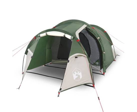 Cort de camping 4 persoane, verde, 360x140x105 cm, tafta 185t, 2 image