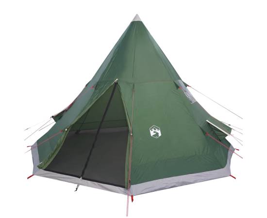Cort de camping 4 persoane, verde, 367x367x259 cm, tafta 185t, 4 image