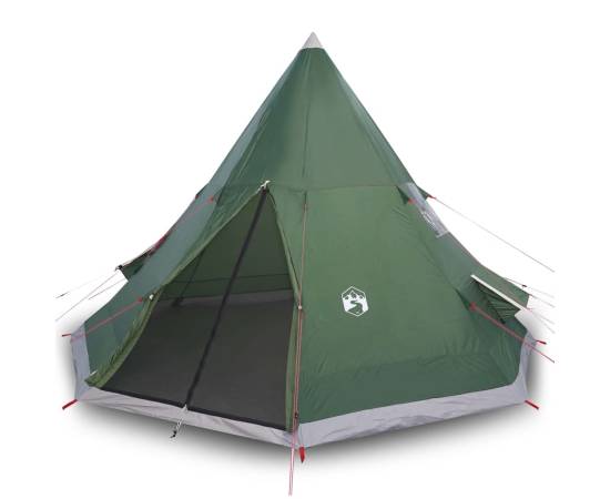 Cort de camping 4 persoane, verde, 367x367x259 cm, tafta 185t, 2 image