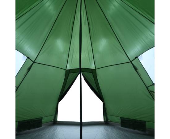 Cort de camping 4 persoane, verde, 367x367x259 cm, tafta 185t, 9 image