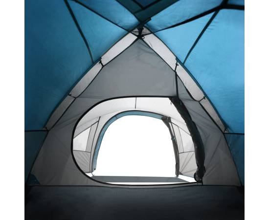 Cort de camping 4 persoane albastru, 300x250x132 cm, tafta 185t, 9 image