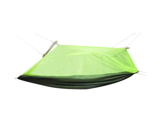 Hamac de Camping Dublu (2 persoane), 200 x 100 cm + Plasa de tantari, culoare Verde, 2 image