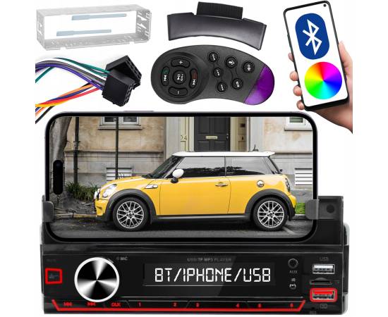 Player Auto RGB, 4 x 50W, model XBASS 7011X, cu Suport Telefon, Telecomanda pe volan, Bluetooth, Radio, MP3, AUX, Card, 2 image