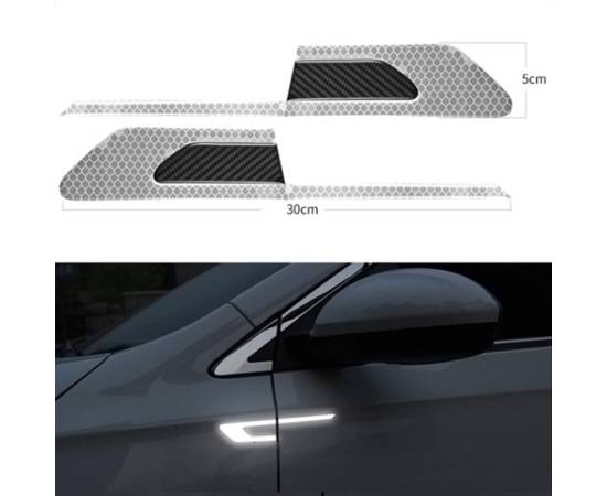 Set 2 stickere reflectorizante BUMERANG cu insertie Carbon 5D, culoare Argintiu, 2 image