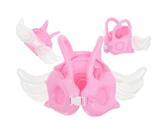 Vesta gonflabila de inot cu aripioare, pentru copii, culoare Roz, 2 image