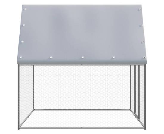 Coteț pentru pui, argintiu și gri, 2x2x2 m, oțel galvanizat, 3 image