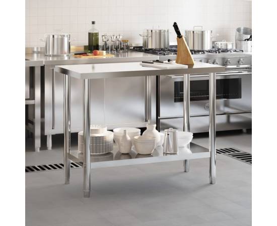Masă de lucru pentru bucătărie, 110x55x85 cm, oțel inoxidabil, 3 image