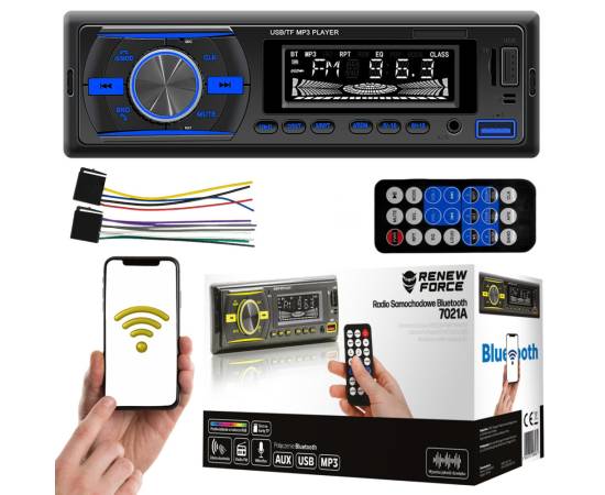 Player Auto RGB, 4 x 50W, model 7021A, cu Bluetooth, Telefon, Radio, MP3, AUX, Card, Telecomanda, 4 image