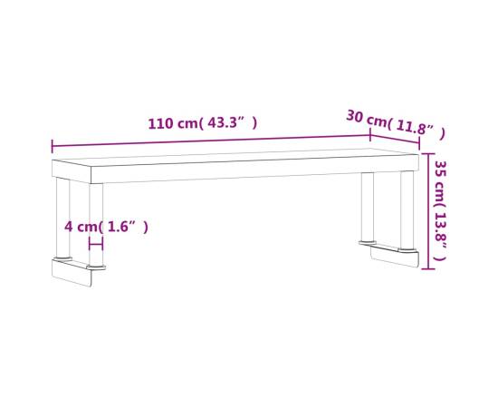 Raft superior masă de lucru, 110x30x35 cm, oțel inoxidabil, 8 image