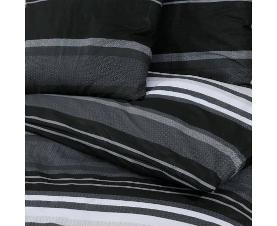 Set cu husă de pilotă, negru și alb, 220x240 cm, bumbac, 5 image