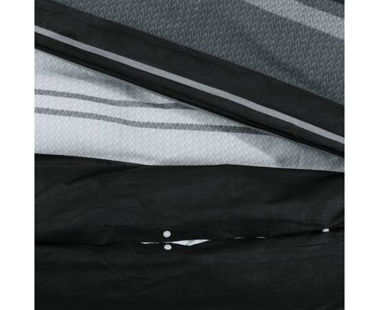 Set cu husă de pilotă, negru și alb, 220x240 cm, bumbac, 4 image