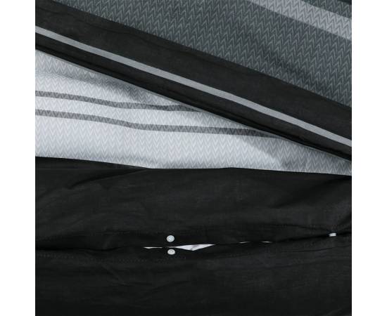 Set cu husă de pilotă, negru și alb, 260x220 cm, bumbac, 4 image