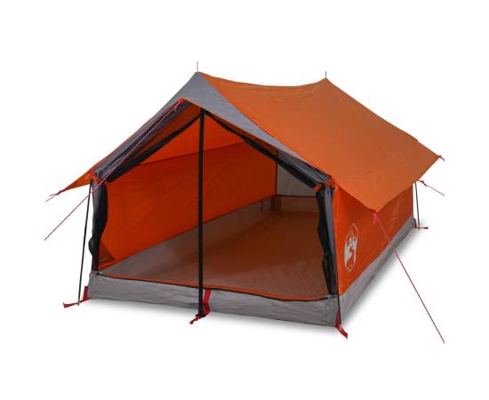Cort camping 2 pers. gri/portocaliu 193x122x96 cm tafta 185t, 2 image