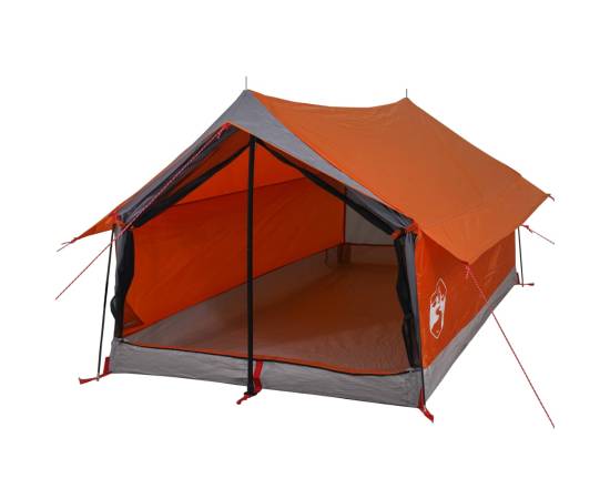 Cort camping 2 pers. gri/portocaliu 193x122x96 cm tafta 185t, 4 image