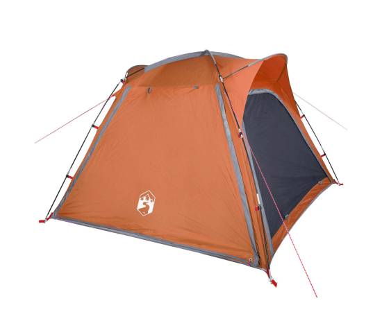 Cort camping 4 persoane gri/portocaliu 240x221x160cm tafta 185t, 6 image