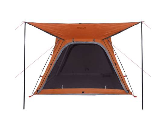 Cort camping 4 persoane gri/portocaliu 240x221x160cm tafta 185t, 8 image