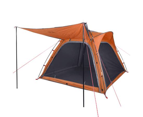 Cort camping 4 persoane gri/portocaliu 240x221x160cm tafta 185t, 4 image