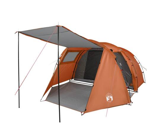 Cort camping 4 persoane gri/portocaliu 420x260x153cm tafta 185t, 4 image