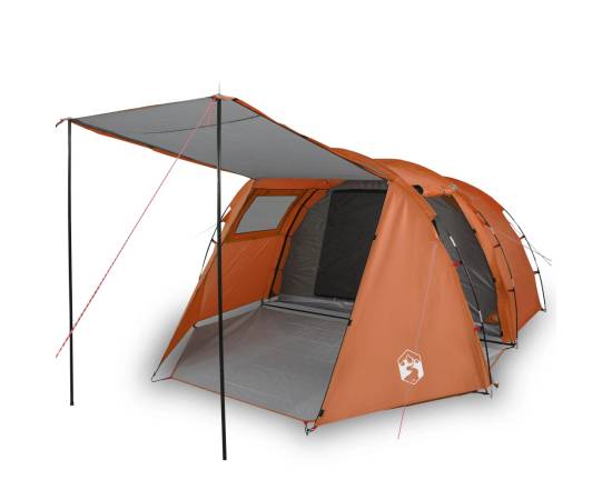 Cort camping 4 persoane gri/portocaliu 420x260x153cm tafta 185t, 2 image
