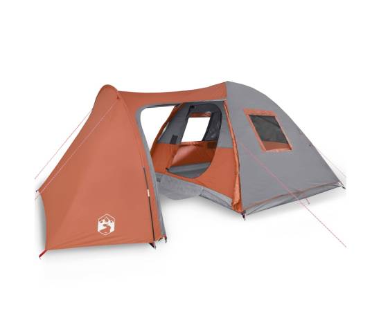 Cort camping 6 persoane gri/portocaliu 466x342x200cm tafta 185t, 2 image