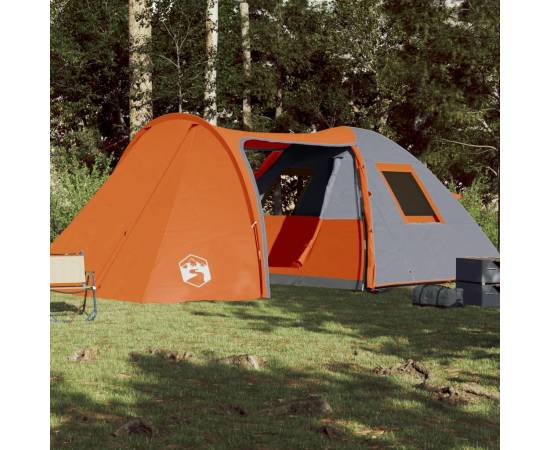 Cort camping 6 persoane gri/portocaliu 466x342x200cm tafta 185t, 3 image