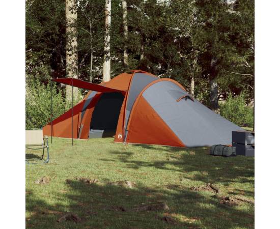Cort camping 6 persoane gri/portocaliu 576x238x193cm tafta 185t, 3 image