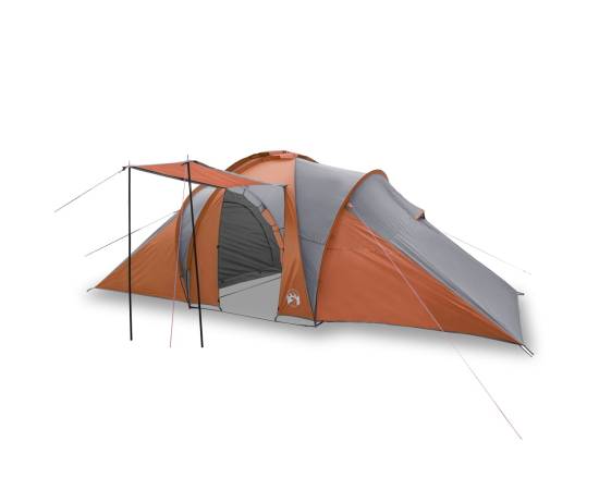 Cort camping 6 persoane gri/portocaliu 576x238x193cm tafta 185t, 2 image