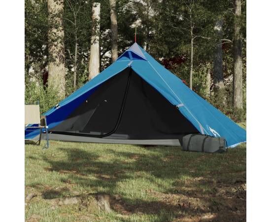 Cort de camping 1 persoane albastru, 255x153x130 cm, tafta 185t, 3 image
