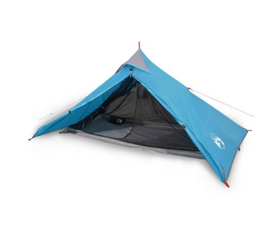 Cort de camping 1 persoane albastru, 255x153x130 cm, tafta 185t, 2 image