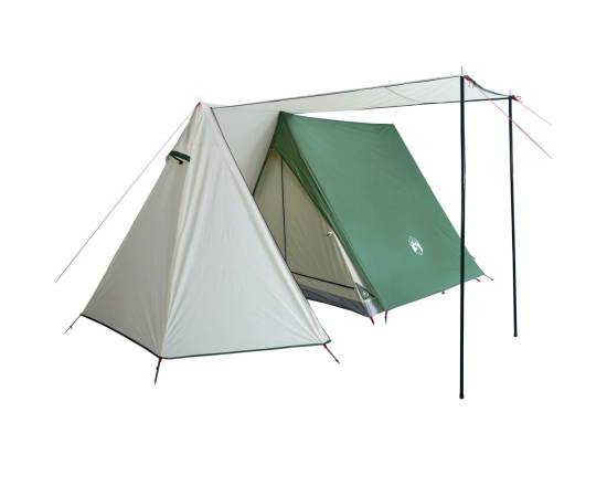 Cort de camping 3 persoane, verde, 465x220x170 cm, tafta 185t, 4 image