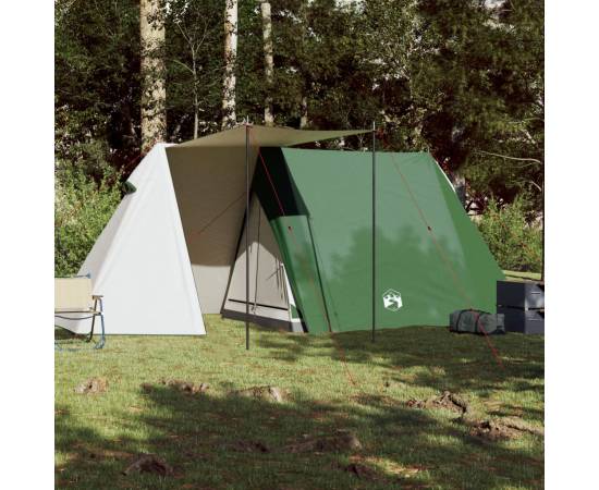 Cort de camping 3 persoane, verde, 465x220x170 cm, tafta 185t, 3 image