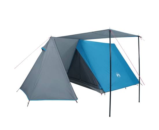 Cort de camping 3 persoane albastru, 465x220x170 cm, tafta 185t, 4 image