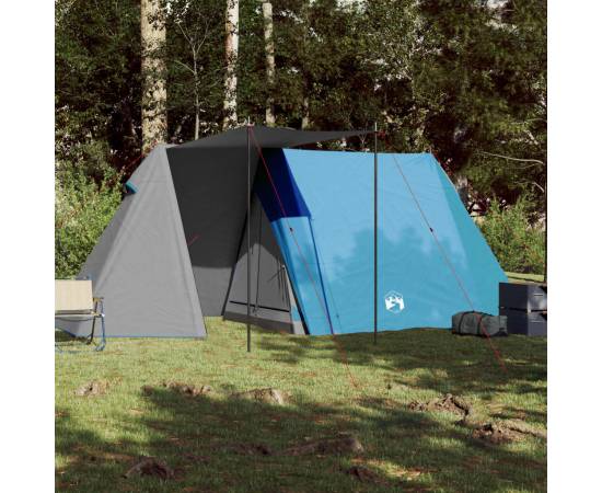 Cort de camping 3 persoane albastru, 465x220x170 cm, tafta 185t, 3 image