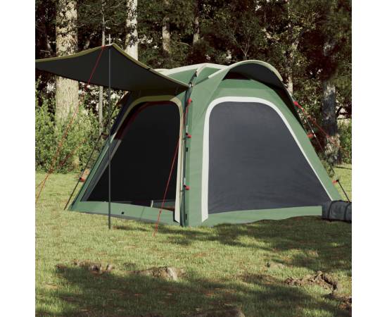 Cort de camping 4 persoane, verde, 240x221x160 cm, tafta 185t