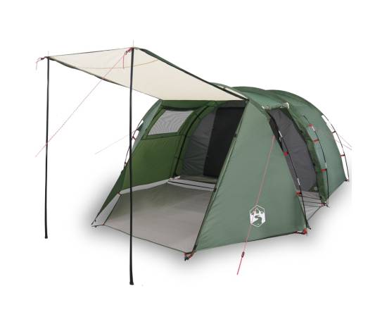 Cort de camping 4 persoane, verde, 420x260x153 cm, tafta 185t, 2 image