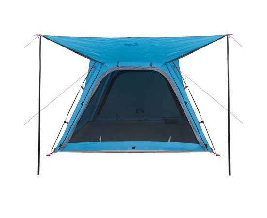 Cort de camping 4 persoane albastru, 240x221x160 cm, tafta 185t, 8 image
