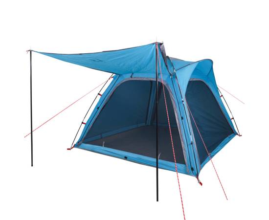 Cort de camping 4 persoane albastru, 240x221x160 cm, tafta 185t, 4 image