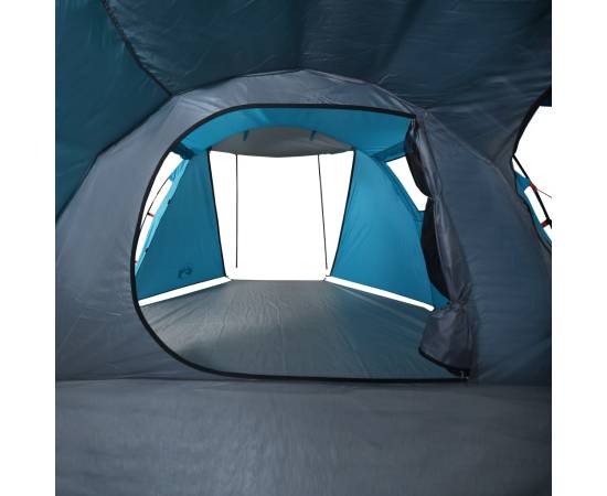 Cort de camping 4 persoane albastru, 420x260x153 cm, tafta 185t, 10 image