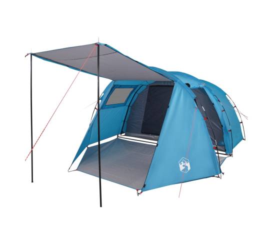 Cort de camping 4 persoane albastru, 420x260x153 cm, tafta 185t, 4 image