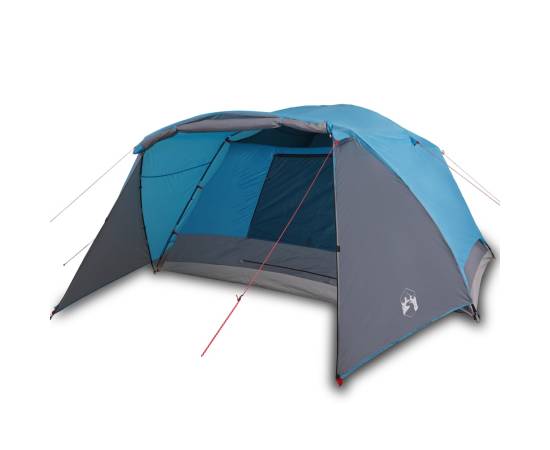 Cort de camping 6 persoane albastru, 412x370x190 cm, tafta 190t, 2 image