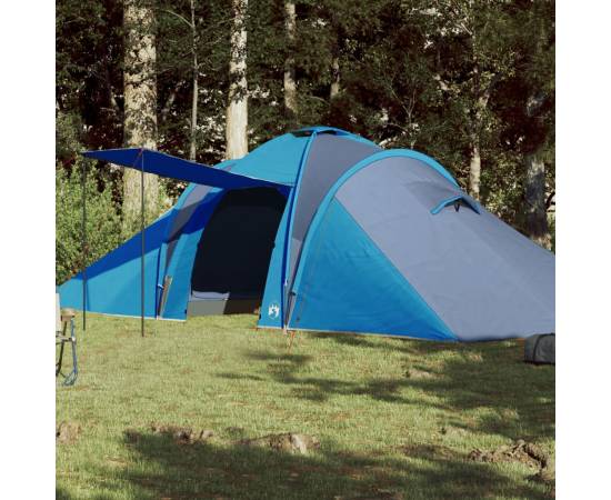 Cort de camping 6 persoane albastru, 576x238x193 cm, tafta 185t