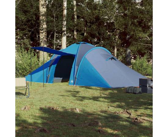 Cort de camping 6 persoane albastru, 576x238x193 cm, tafta 185t, 3 image