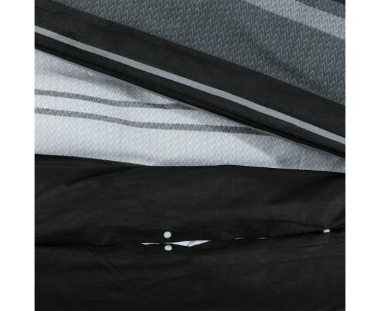 Set cu husă de pilotă, negru și alb, 135x200 cm, bumbac, 4 image
