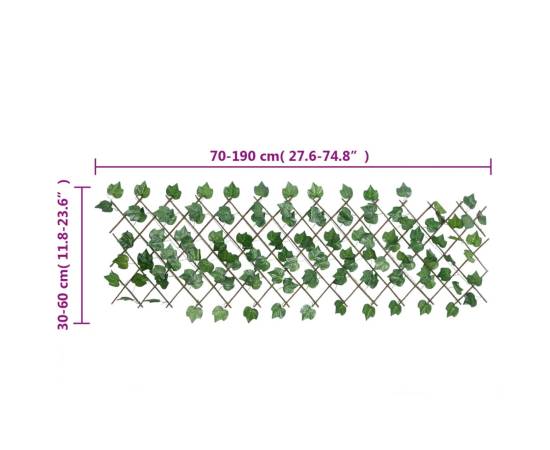 Spalier frunze struguri artificiale extensibil, verde 190x60 cm, 6 image