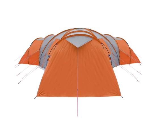 Cort camping 12 pers. gri/portocaliu 840x720x200 cm tafta 185t, 8 image