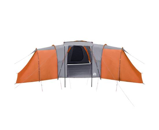 Cort camping 12 pers. gri/portocaliu 840x720x200 cm tafta 185t, 7 image